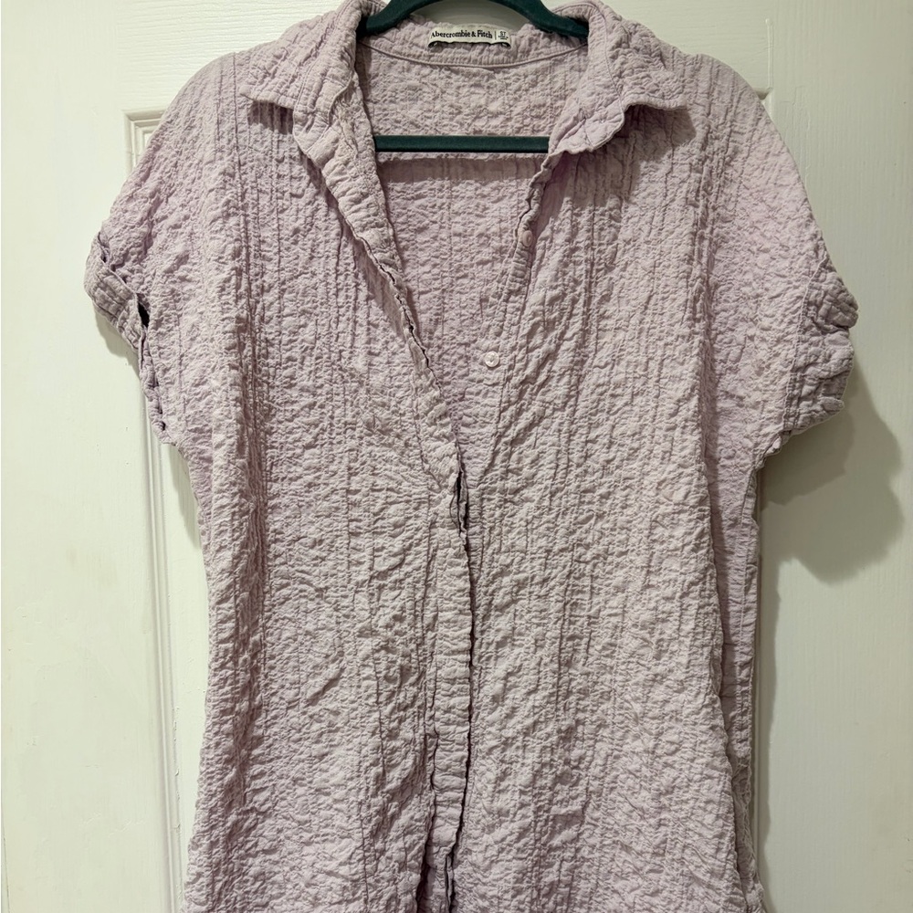 Abercrombie & Fitch Pale Lavender Crinkle Midi Dress